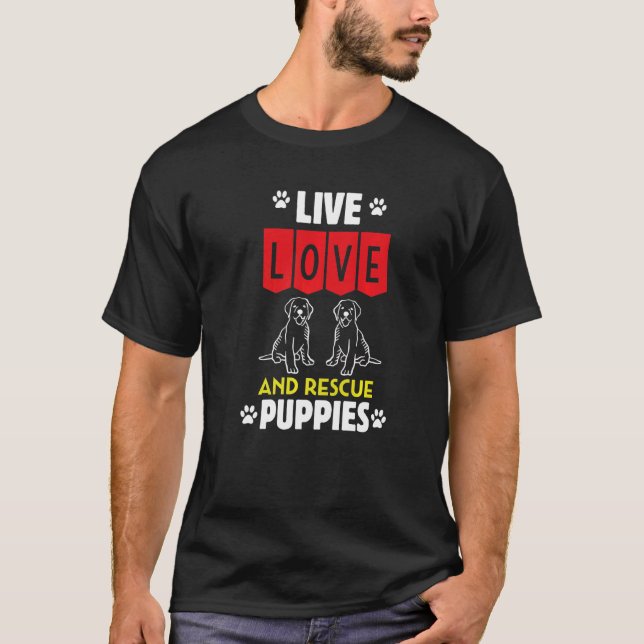 Mens Puppy Adoption Live Love And Rescue Dogs Anim T-Shirt (Front)