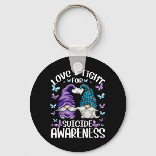 Mens Purple Gnome With Cute Butterfly Pattern Key Ring