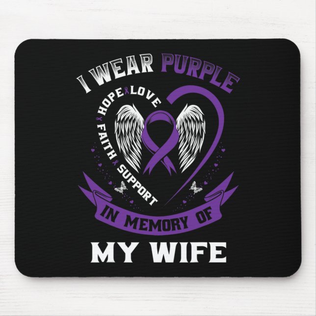 Mens Purple In Memory Of Wife Pancreatic Cancer Aw Mouse Mat (Front)