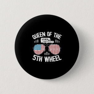 Mens queen of the 5th wheel camper american flag 6 cm round badge