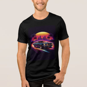 Mens Racing Car Black  Tri-Blend Shirt