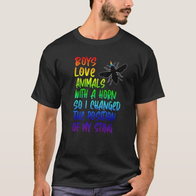 Mens Rainbow Bee Proud Gay Boys Gay Beekeeper Prid T-Shirt (Front)