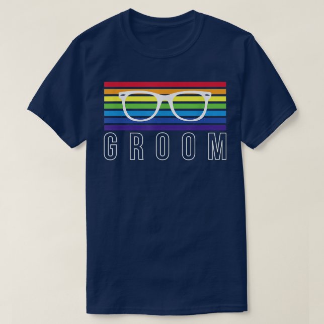 Mens Rainbow Colours Groom LGBT  T-Shirt (Design Front)