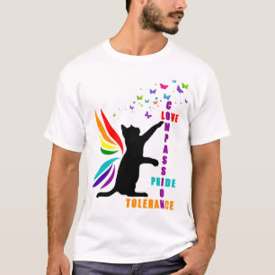 Mens Rainbow Pride Cat and Butterfly T-Shirt
