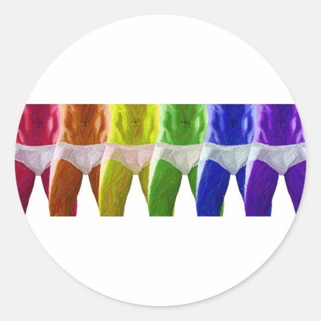 Men's Rainbow Underwear Classic Round Sticker (Front)