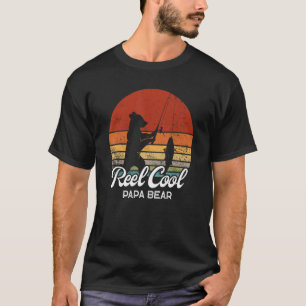 Mens Real Cool Papa Bear  Father's Day Bear Fishin T-Shirt