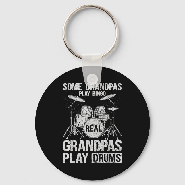 Mens Real Grandpa Play Drums Percussionist Drummer Key Ring (Front)