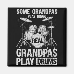 Mens Real Grandpa Play Drums Percussionist Drummer Magnet