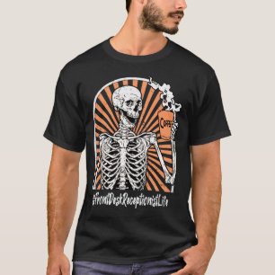 Mens Receptionist Life Coffee Skeleton Exhausted T-Shirt