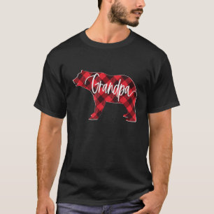 Mens Red Buffalo Plaid Grandpa Bear Matching Famil T-Shirt
