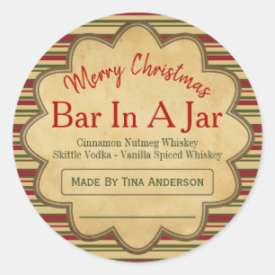 Men's Red Green Christmas Bar In A Jar Ideas Classic Round Sticker