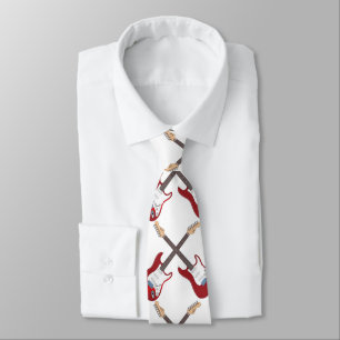 Men's Red Guitar Necktie