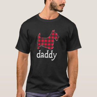 Mens Red Plaid Daddy Scottie Dog Christmas Matchin T-Shirt