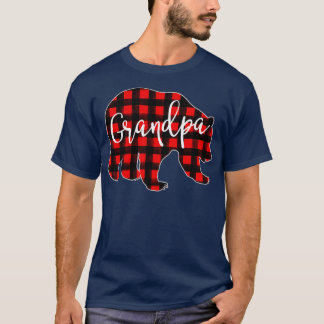 Mens Red Plaid Grandpa Bear Matching Family Christ T-Shirt