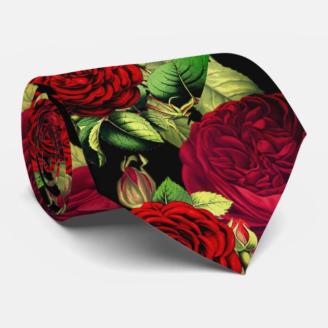 Mens Red Rose / Groomsmen  Tie (Rolled)
