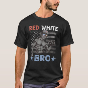 Mens Red White Bro Washington Weightlifting Gym US T-Shirt
