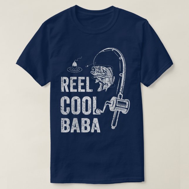 Mens Reel Cool Baba Fishing Lover Fathers Day  T-Shirt (Design Front)