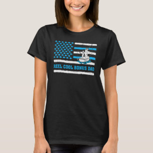 Mens Reel Cool Bonus Dad Usa Flag Fishing Bonus Da T-Shirt