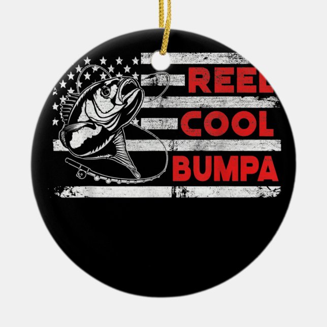 Mens Reel Cool Bumpa American Flag Fishing Ceramic Tree Decoration (Front)
