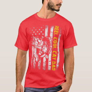 Mens Reel Cool Cat Dad FishingFunny Fish Vintage80 T-Shirt