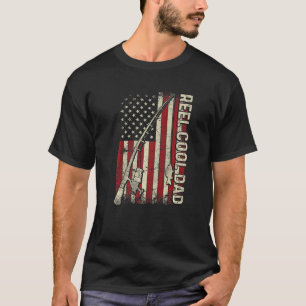 Mens Reel Cool Dad American Flag Fishing Rod US Fa T-Shirt