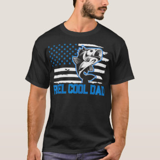 Mens Reel Cool Dad Fishing American Flag USA 1  T-Shirt