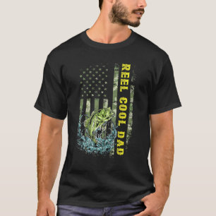 Mens Reel Cool Dad Fishing Camouflage Usa Flag Fat T-Shirt