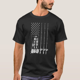 Mens Reel Cool Dad Fishing Usa Flag Father's Day P T-Shirt