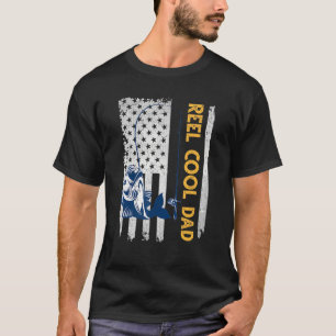 Mens Reel Cool Dad Shirt American Flag Fishing Fat