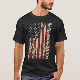 Mens Reel Cool Daddy American Flag Fishing Rod Us T-Shirt