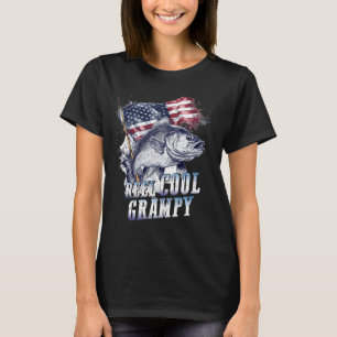 Mens Reel Cool Grampy American Flag Fishing Father T-Shirt