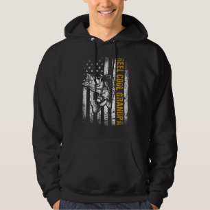 Mens Reel Cool Grandpa American Flag Fishing Fathe Hoodie