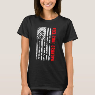 Mens Reel Cool Grandpa Fishing  Patriotic American T-Shirt