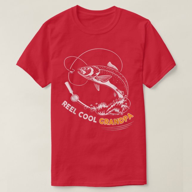 Mens Reel Cool Grandpa t shirt Salmon fishing Fath (Design Front)