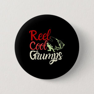Mens Reel Cool Grumps Vintage Funny Fishing Father 6 Cm Round Badge