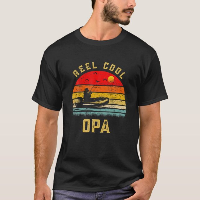 Mens Reel Cool Opa Fishing Lover Gift For Fathers T-Shirt (Front)