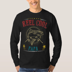 Mens Reel Cool Papa Fisherman Father's Day Fishing T-Shirt
