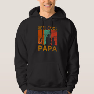 Mens Reel Cool Papa Fishing Daddy Vintage Grandpa Hoodie