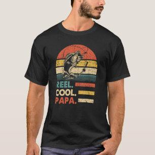Mens Reel Cool Papa Fishing Funny Fish Vintage T-Shirt