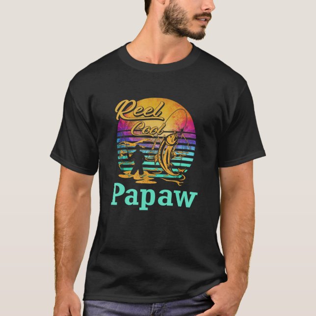 Mens Reel Cool Papaw Fishing  Fathers Day  Fisherm T-Shirt (Front)
