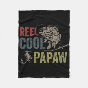 Mens Reel Cool Papaw Fishing Father's Day Gift Fleece Blanket