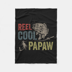 Mens Reel Cool Papaw Fishing Father's Day Gift Fleece Blanket