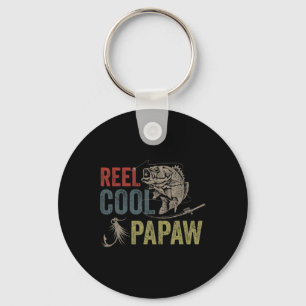 Mens Reel Cool Papaw Fishing Father's Day Gift  Key Ring