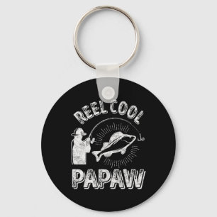 Mens Reel Cool Papaw Shirt Fisherman Christmas Gif Key Ring