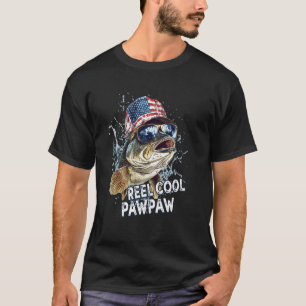 Mens Reel Cool Pawpaw American Flag Fishing Father T-Shirt