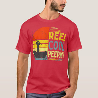 Mens Reel Cool Peepaw Fishing Funny Grandpa Christ T-Shirt