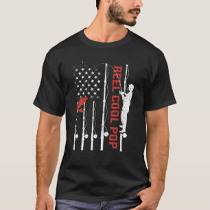 Mens Reel Cool Pop American Flag Fish Fishing Fath T-Shirt