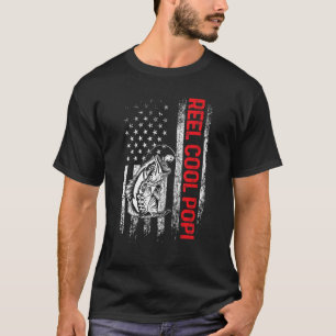 Mens Reel Cool Popi American Flag Fishing Father's T-Shirt