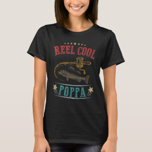 Mens Reel Cool Poppa Fisherman Father's Day Fishin T-Shirt