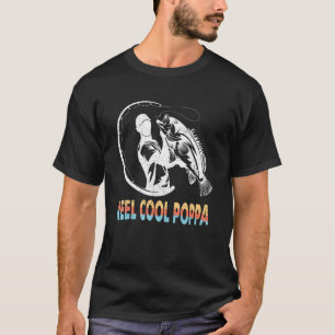 Mens Reel Cool Poppa Fishing Daddy Father's Day T-Shirt